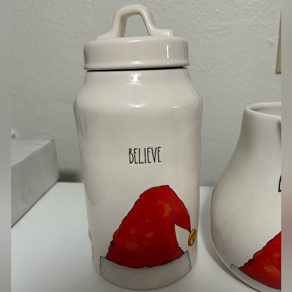 NWT Rae Dunn Believe Ceramic Holiday Canister and Pitcher Set - Picture 2 of 4